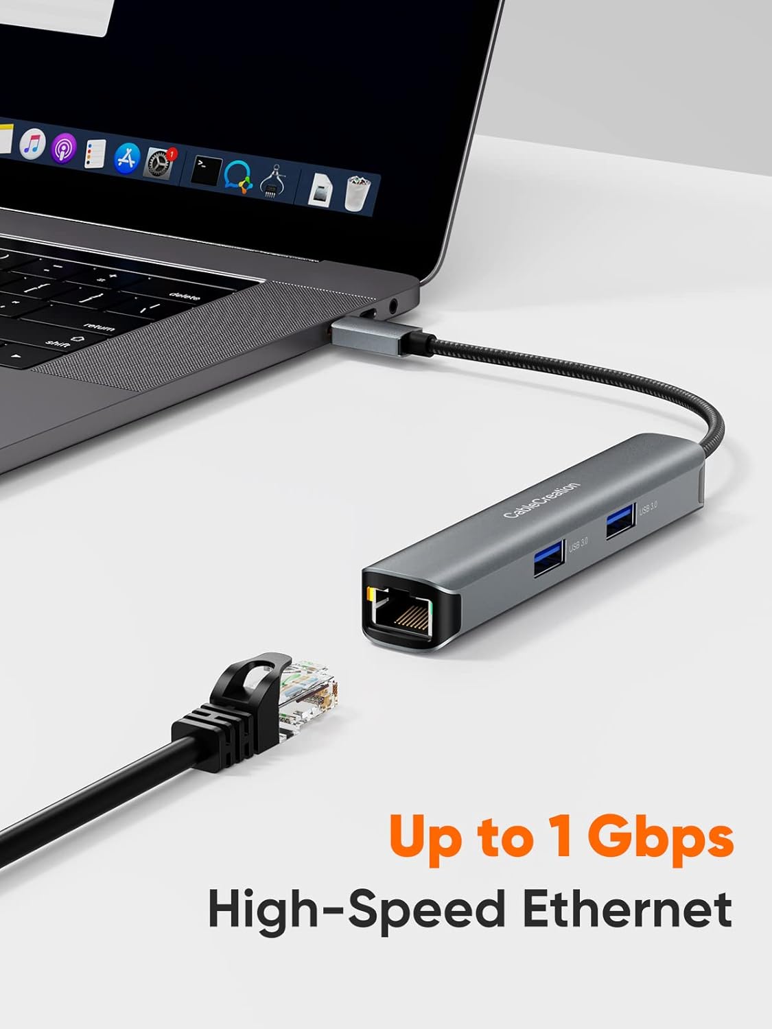 CableCreation USB C Hub Multiport Adapter, 5-in-1 USB C Adapter Aluminum Shell with 4K USB C to HDMI, Ethernet Port, 3 USB 3.0 Ports for MacBook Pro/Air 2020/2019, iPad Pro 2020, iPhone 15 Pro Max