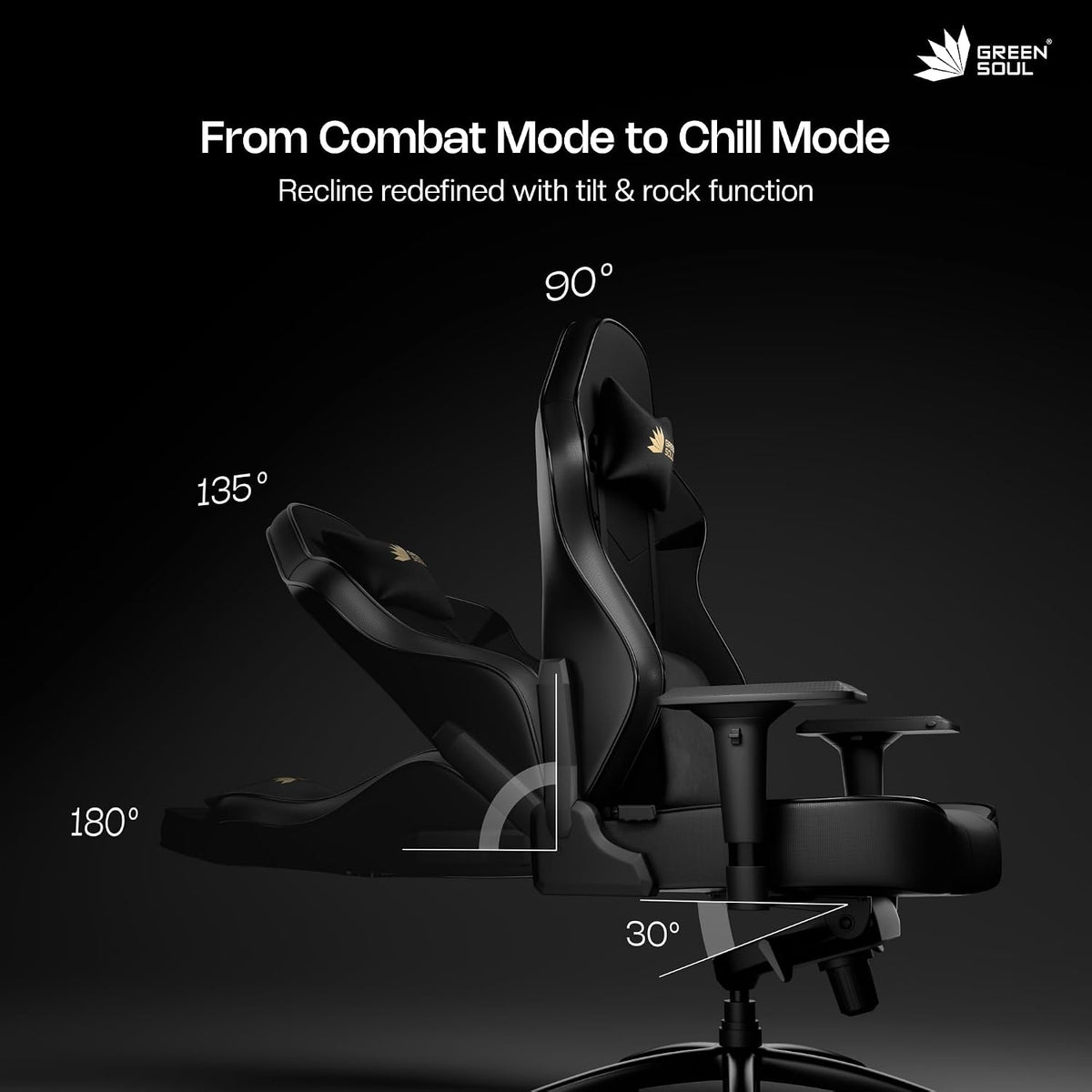 Green Soul Monster Ultimate Series T | Multi-Functional Ergonomic Gaming & Office Chair| Premium Spandex & PU Leather Fabric | Adjustable Neck, Lumbar Pillow | 4D Adjustable Armrests (Full Black)