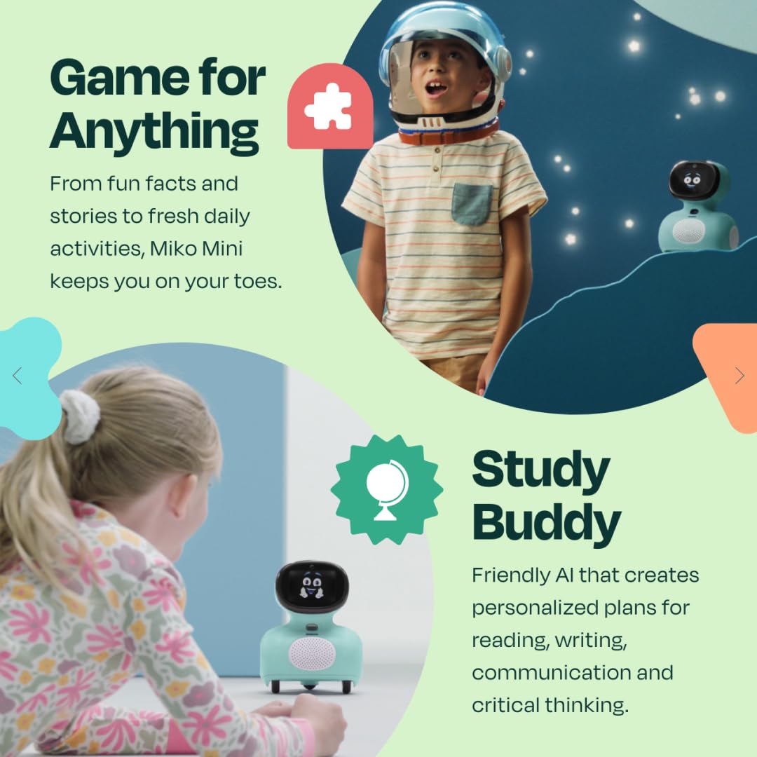 Miko Mini AI Robot | 2 Years Free Max | STEAM Learning for Kids 5+ | Blue | Toy robot for kids