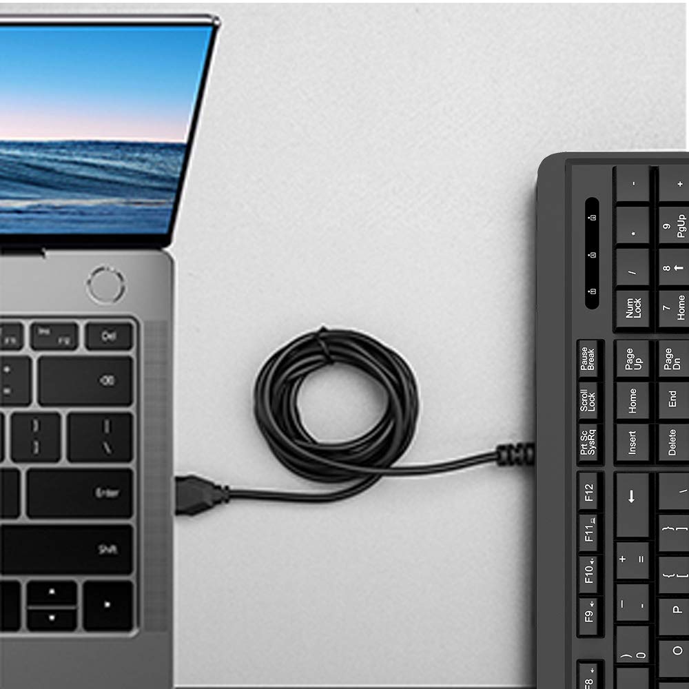 Zinq Technologies ZQ-1000 Spill-Resistant Wired USB Full Size Multimedia Keyboard with 104 Keys (Black)