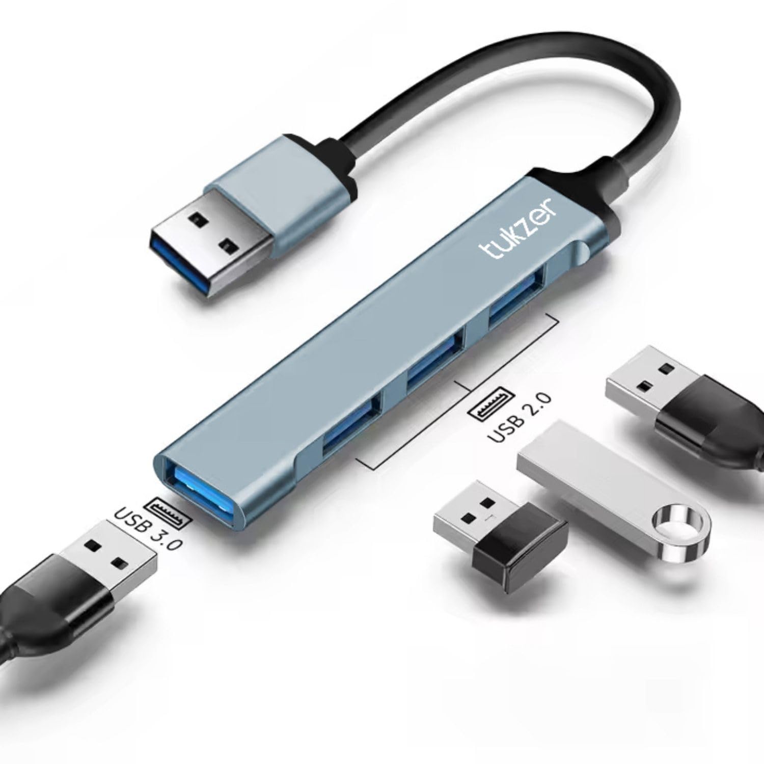 Tukzer 4-Ports USB A to USB 3.0 HUB with High-Speed Data Transfer & Fast Charging| Compatible for MacBook, Mac Mini, iMac Pro, Microsoft Surface, UltraBooks, Laptops, Notebooks & Desktops (Black)