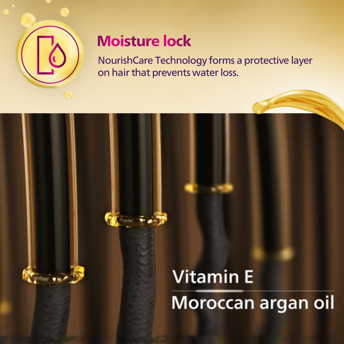 Philips India's No.1 Hair Styling Brand NourishCare Hair Straightener, No Heat Damage, Vitamin E Argan Oil Serum Strips, SilkProtect, Moisture Lock, 2 Temperature Settings, For Indian Hair, BHS526