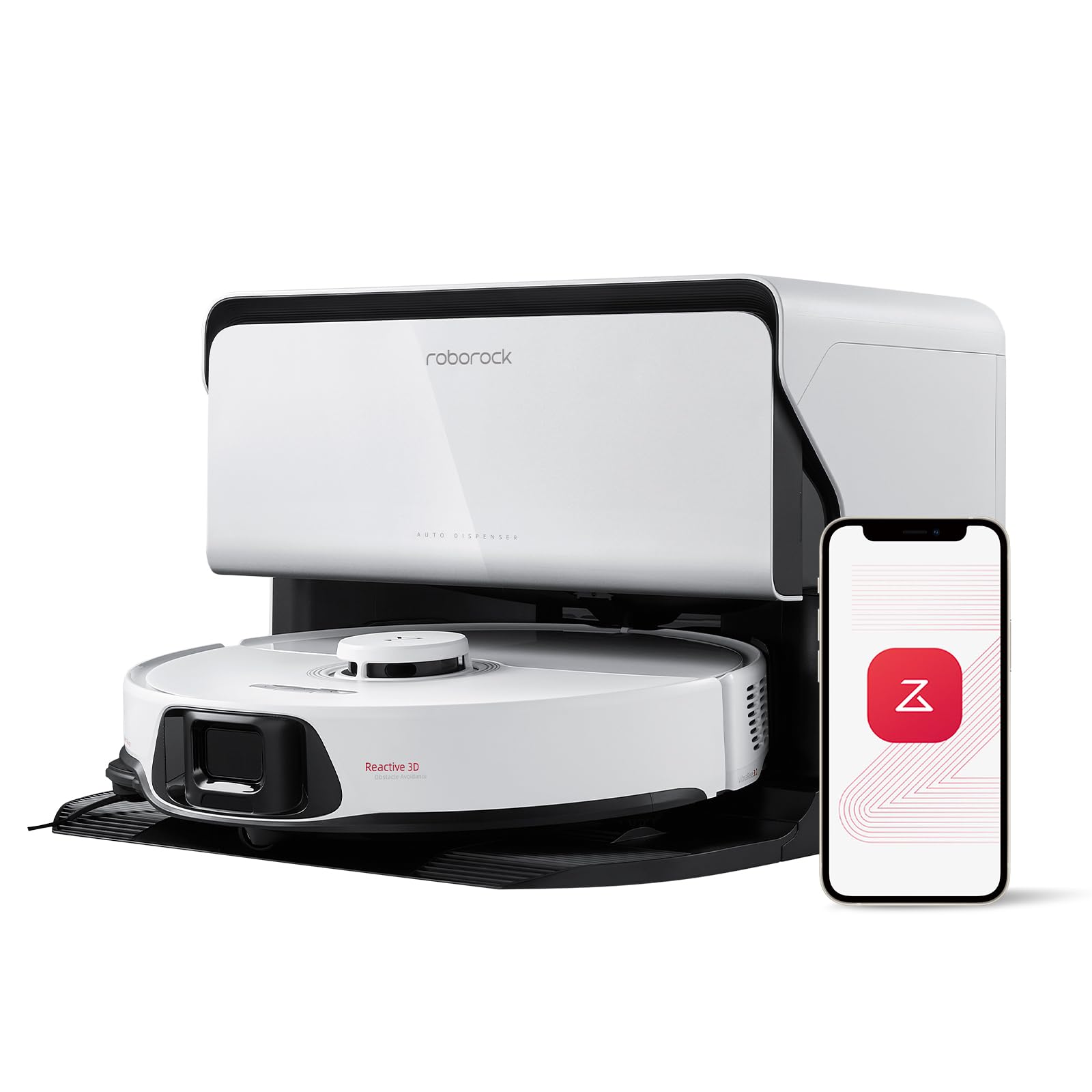 roborock Qrevo Slim Robot Vacuum and Mop Combo, 8.2cm Ultra-Slim, 3D Sensing Tech, Advanced Obstacle Recognition, 11,000Pa Suction, FlexiArm Side Brush & Mop, Auto Mop Washing & Drying, Self-Emptying