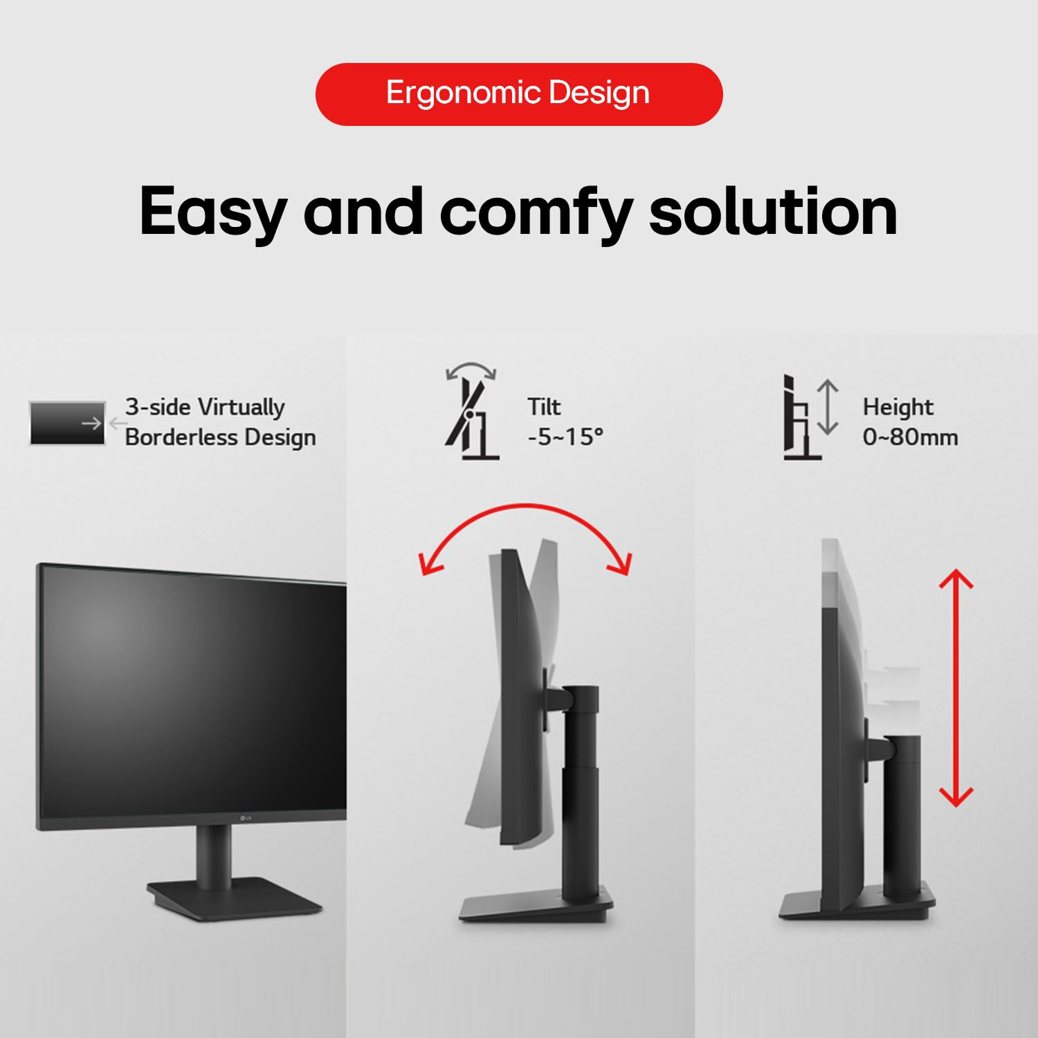 LG 24MS550 60.4 cm (23.8 Inch) FHD (1920x1080) IPS PC Monitor with 100Hz, 5ms (GtG), Flicker Safe & Reader Mode, 2xSpeakers, 2xHDMI, Tilt/Height Adjustable, 3-Side Virtually Borderless Design (Black)