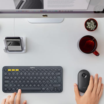 Logitech K380 Pebble Multi-Device Bluetooth Keyboard – Windows, Mac, Chrome OS, Android, iPad, iPhone, Apple TV Compatible – with Flow Cross-Computer Control and Easy-Switch up to 3 Devices –Dark Grey