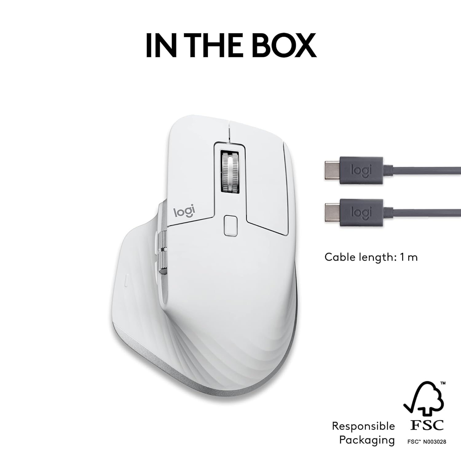 Logitech MX Master 3S for Mac with Free Adobe Subscription - Wireless Bluetooth Mouse with Ultra-Fast Scrolling, Ergo, 8K DPI, Quiet Clicks, Track on Glass, Customization, USB-C - Pale Grey