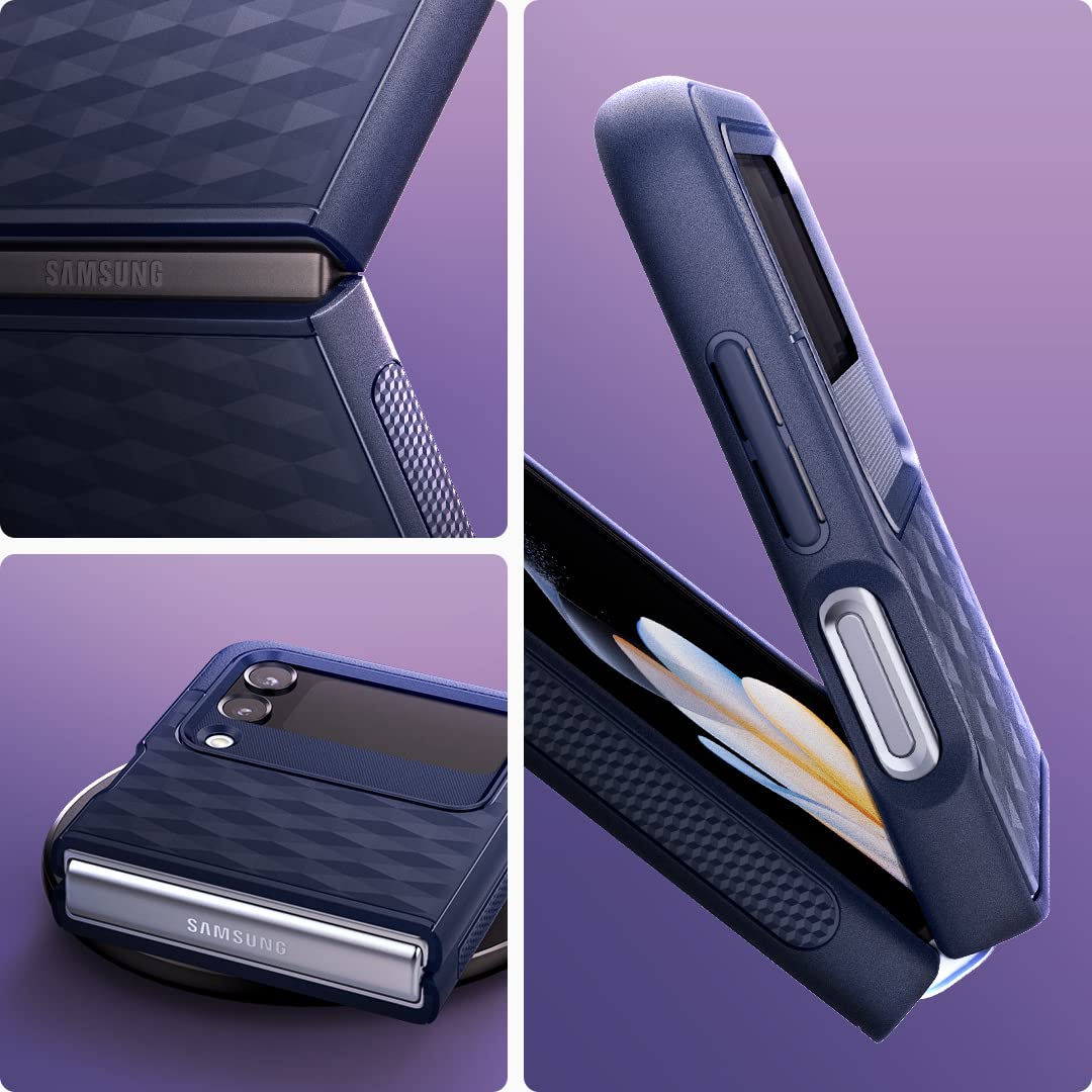 CASEOLOGY by Spigen Parallax Back Cover Case Compatible For Samsung Galaxy Z Flip 4 (TPU and Polycarbonate|Midnight Blue)