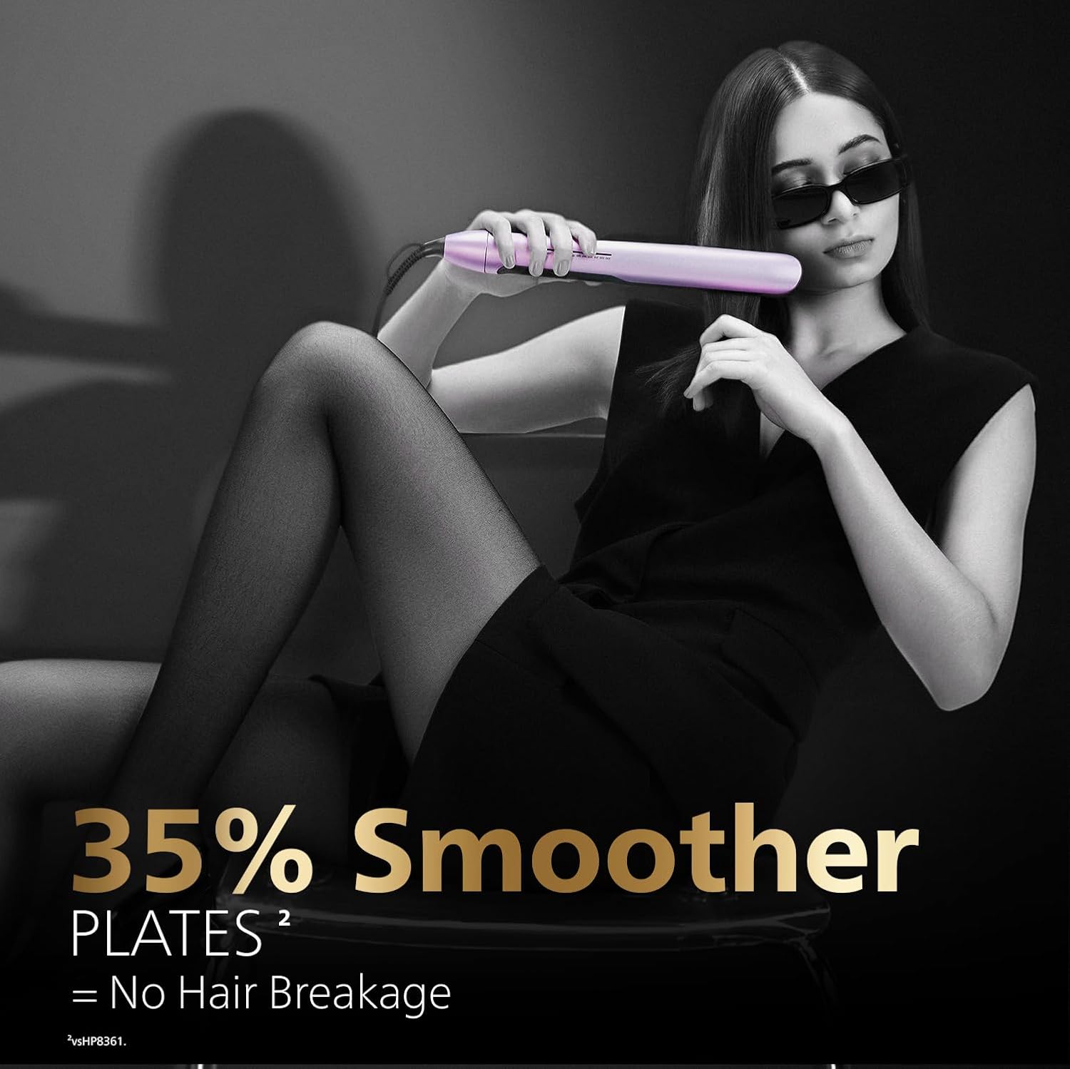 Philips India's No.1 Hair Styling Brand - One Stroke Hair Straightener | 50% Faster Straightening | 3 days salon-like hair | 12 Temperature Settings (120–230°C) Designed for Indian Hair | BHS530