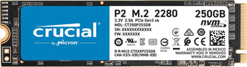 Crucial P2 250GB 3D NAND NVMe PCIe M.2 SSD Up to 2400MB/s - CT250P2SSD8