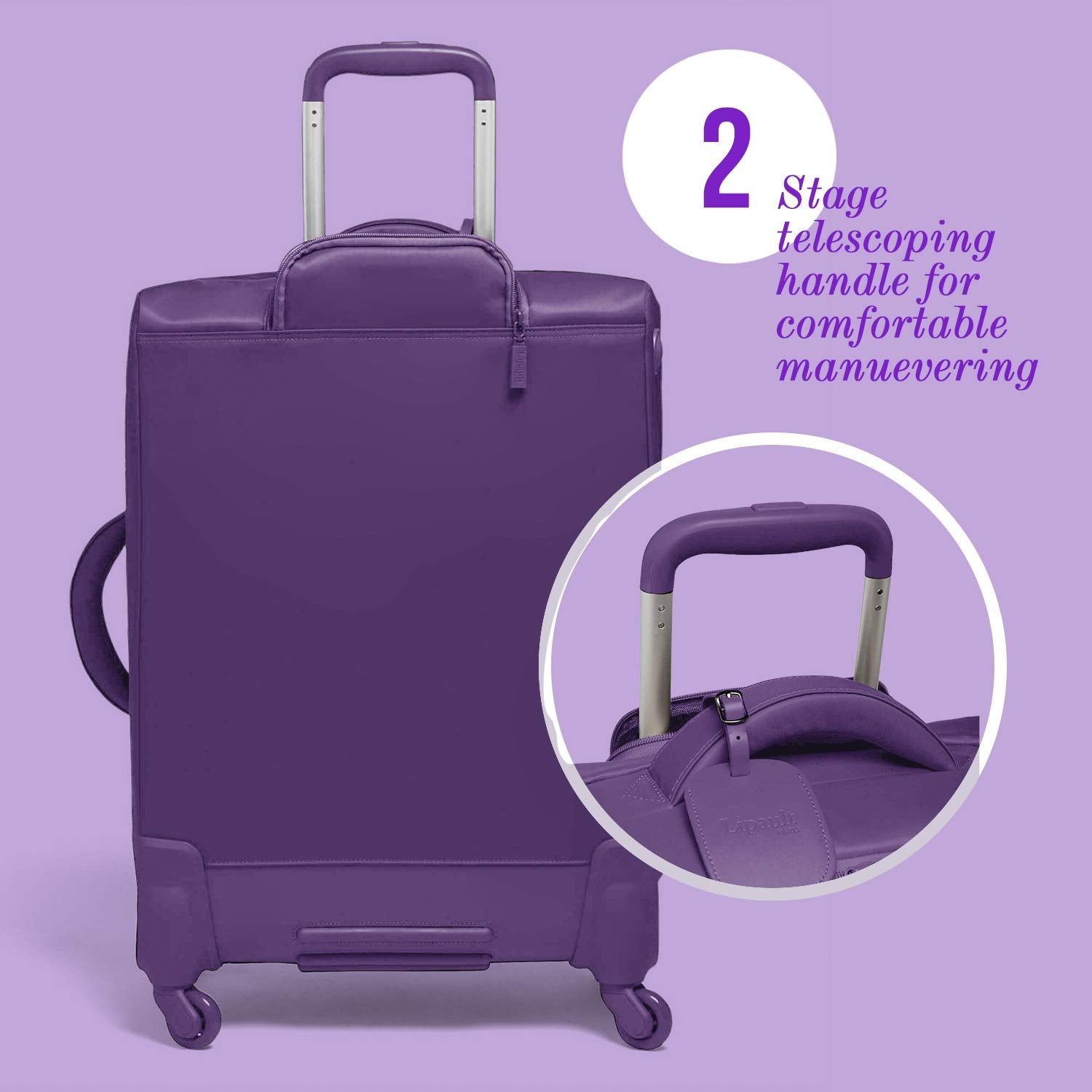 Lipault - Original Plume Spinner 72/26 Luggage - Large Suitcase Rolling Bag for Women - Light Plum