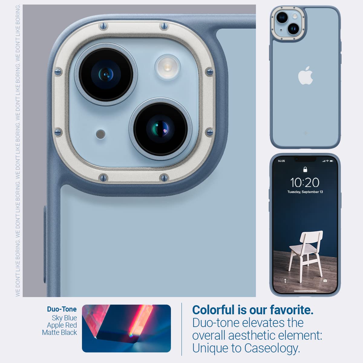 CASEOLOGY by Spigen Skyfall Back Cover Case Compatible For iPhone 14 Plus (TPU and Polycarbonate|Sky Blue)