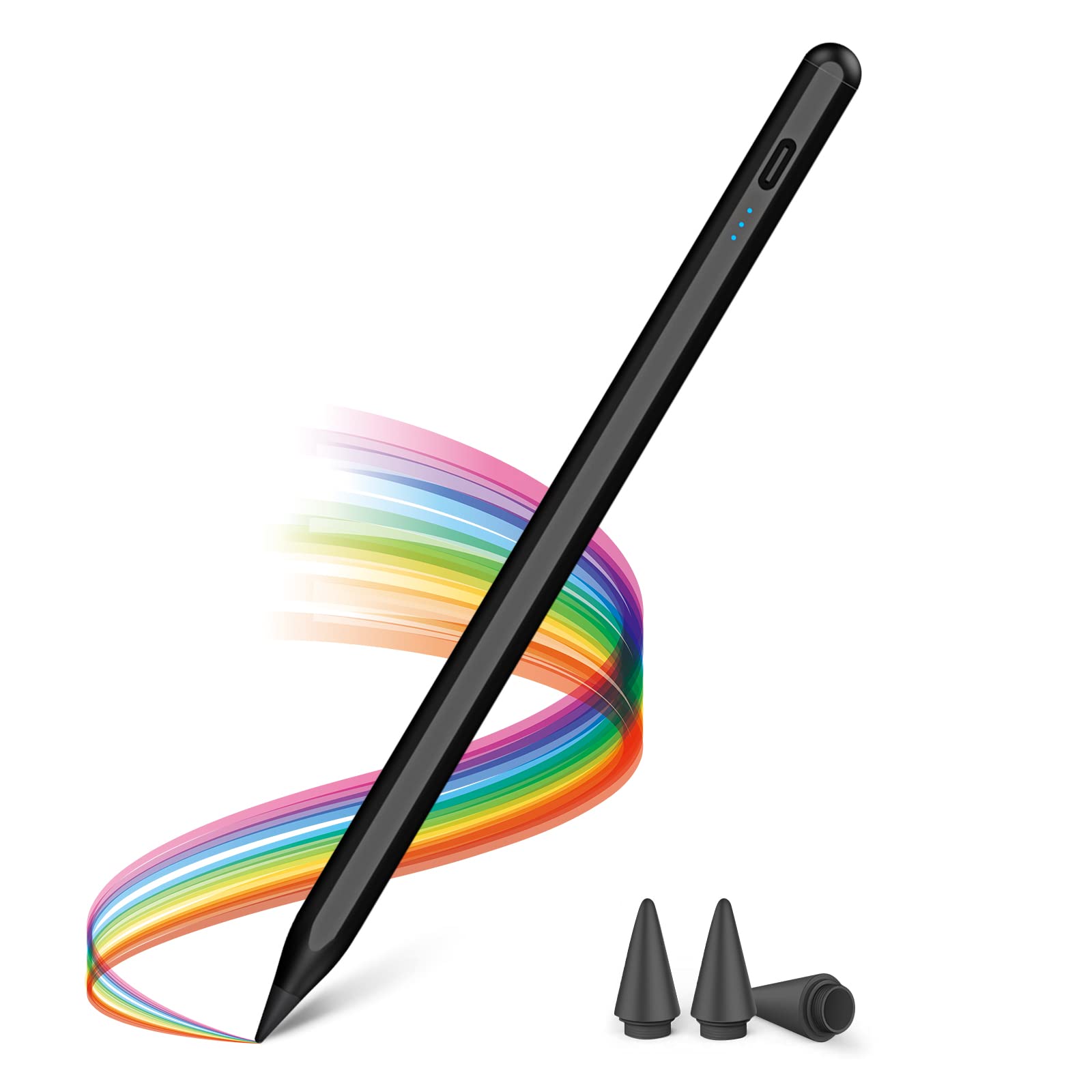 KINGONE Upgraded Stylus Pen, iPad Pencil, Ultra High Precision&Sensitivity, Palm Rejection, Prevents False ON/Off Touch, Power Display, Tilt Sensitivity, Magnetic Adsorption for iPad 2018&Later, White
