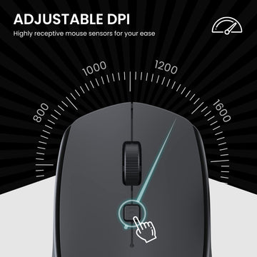 Portronics Toad 23 Wireless Optical Mouse with 2.4GHz, USB Nano Dongle, Optical Orientation, Click Wheel, Adjustable DPI(Black)