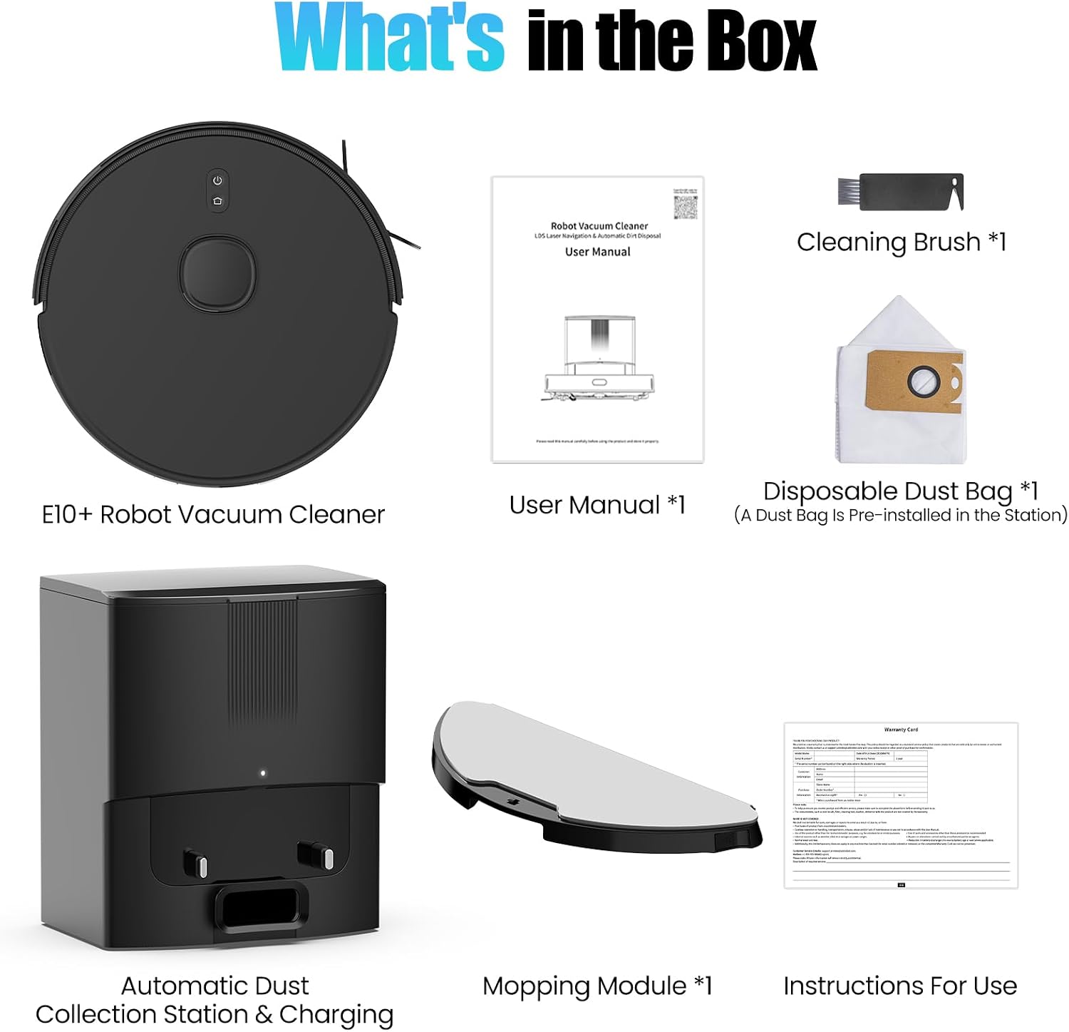 E10+ Robot Vacuum and Mop Combo Self‑Emptying with 8000Pa Suction, LiDAR Navigation, Home Mapping, 75‑Day Capacity, 150 Mins Runtime, APP & Voice Control Robot Vacuum Cleaner for Hair, Floors, Carpets