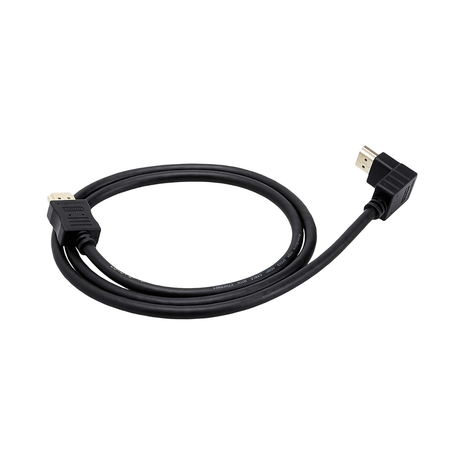 AmazonBasics 90-Degree Down Angle Elbow High Speed 1.4B HDMI Cable - Supports Ethernet, Full HD 3D, 4K HDR and ARC (4K@60Hz, 18Gbps) - 3 Foot, Black