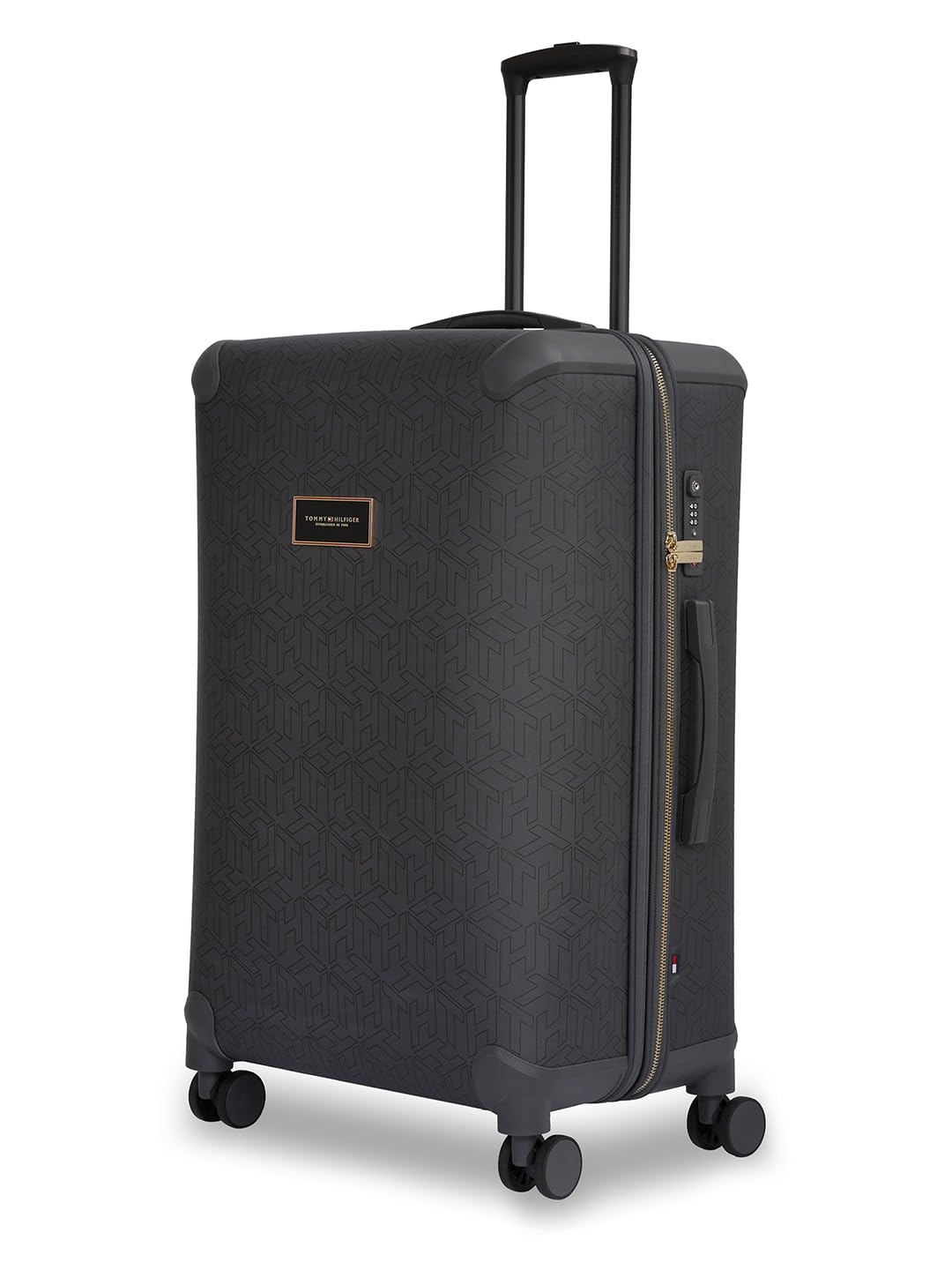 Tommy Hilfiger Jazz Mid Soft Luggage - Navy |Check-in Trolley Bag with TSA Lock | 360° Spinner Double Wheels | Telescopic Handle | Expandable | Polyester Shell Suitcase | 76L Capacity | 67cm