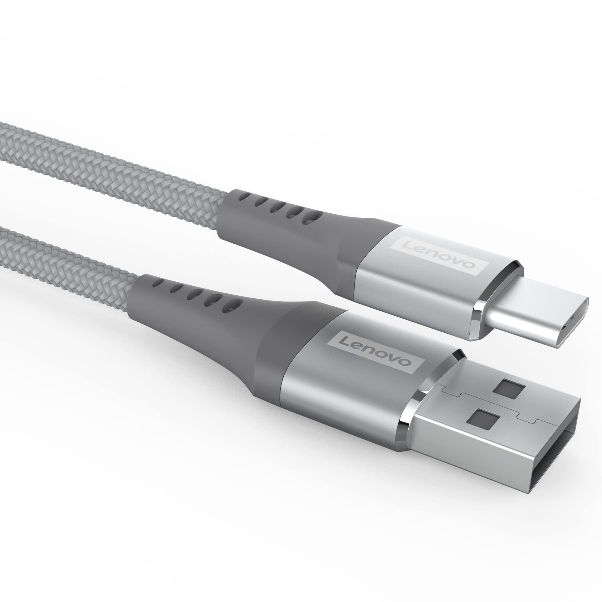 Lenovo Micro USB Cable Tangle-Free Aramid Fiber Braided 1M Cable With 4A Charging & 480 MBPS Data Transmission, Certified 10000+ Bend Lifespan, Metallic Grey