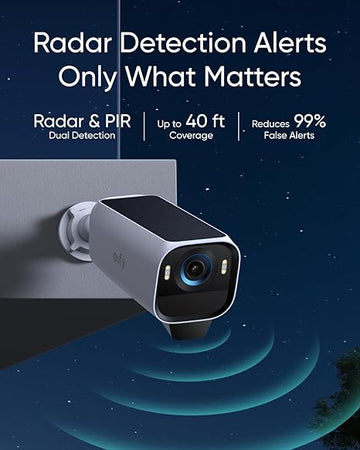 eufy Security eufyCam S3 Pro Add-on Cam, Solar Camera Outdoor Wireless, MaxColor Night Vision, 4K Security Camera with Solar Panel, Face Recognition AI, Built-in 16GB, No Monthly Fee