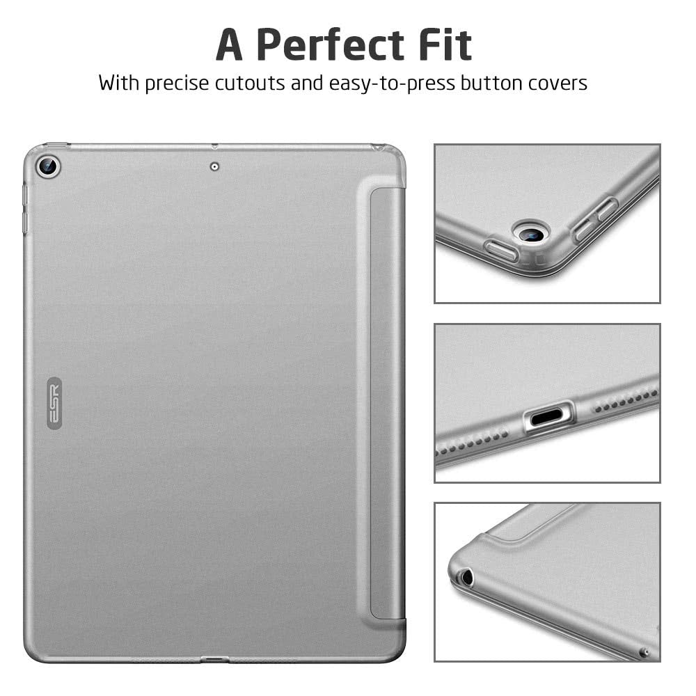 ESR Case Compatible with iPad 9th Generation (2021), 8th Generation (2020), 7th Generation (2019), Slim Protective 10.2-Inch Case, Shock-Resistant TPU Back, Auto Sleep/Wake, Rebound Series, Grey