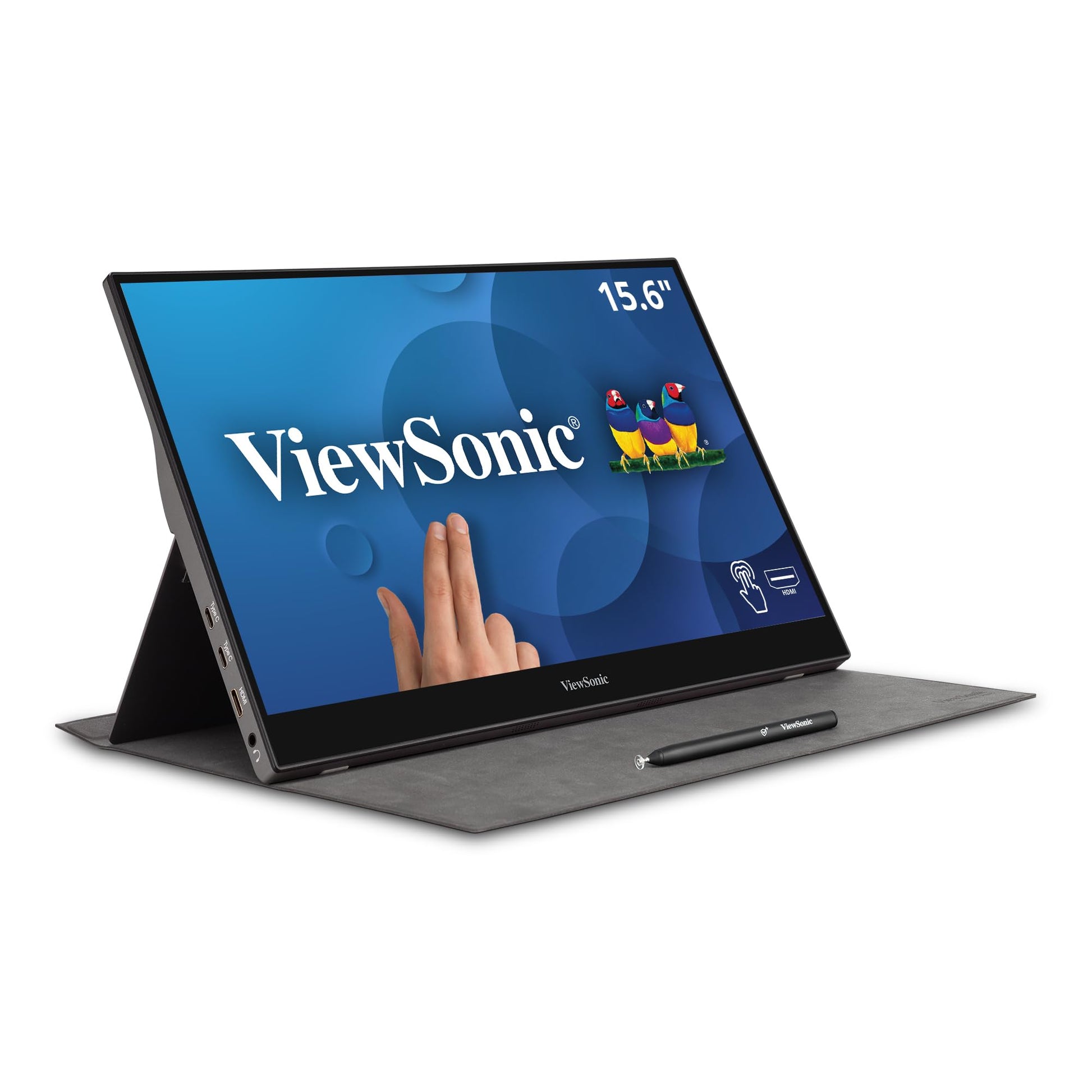 ViewSonic TD1630-3 40.64 Cm (16") Touch Portable Monitor with10-Point Capacitive Touch | Advanced Ergonomic | 7H Hardness Screen | EyeCare | Integrated Speakers| VGA| HDMI |USB 2.0 Type B | Multi OS
