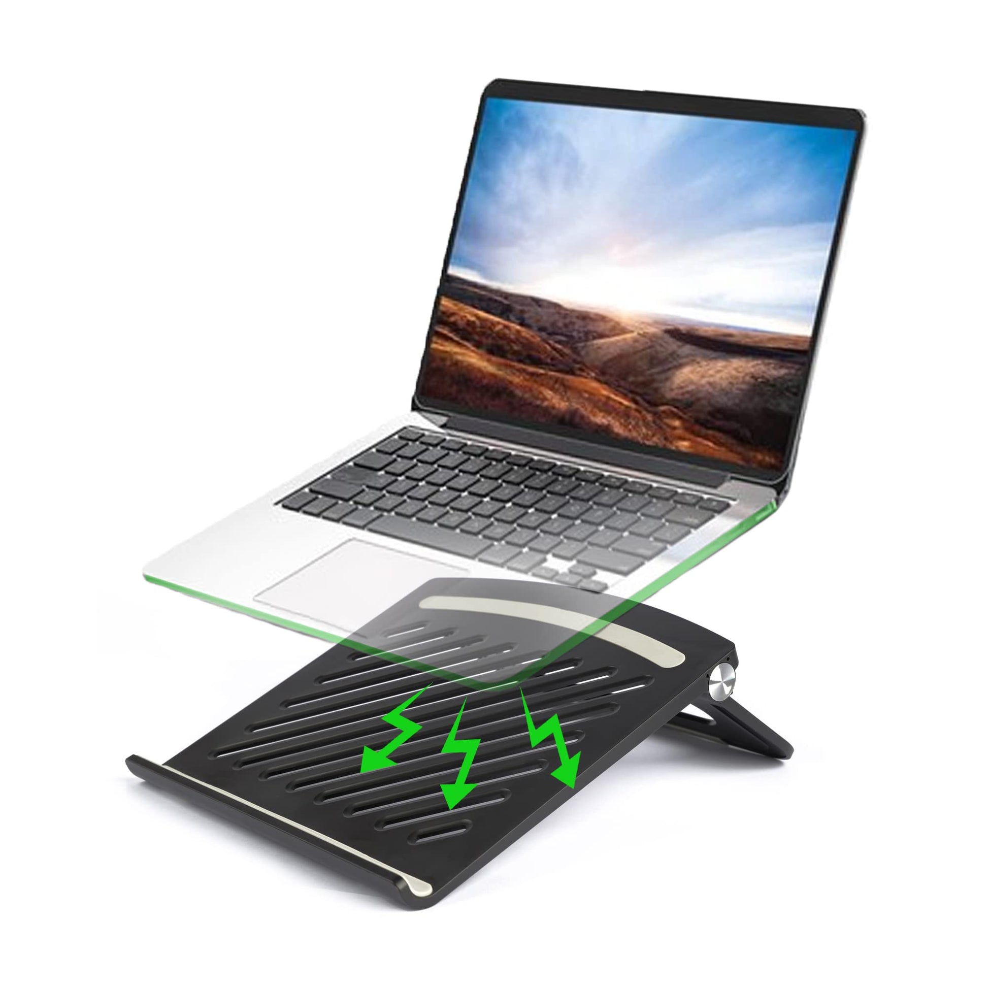 Dyazo Tabletop Laptop Stand with 8 Angles View Height Adjustable Foldable Design Compatible for MacBook Air/Pro, Dell, Hp, Lenovo and More 11.6 inches - 15.6 Notebook with Free Phone Stand (Black)