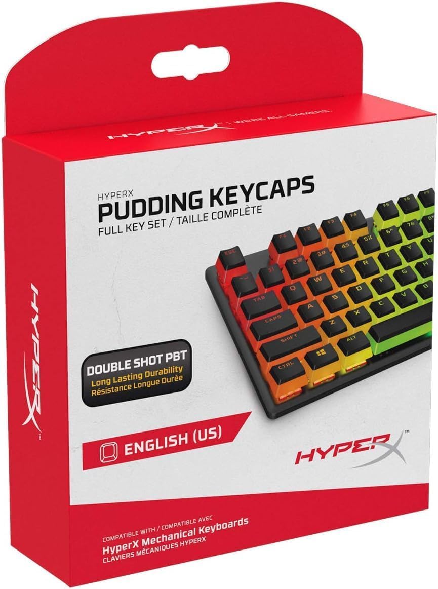HyperX Double Shot Pbt Pudding Full OEM Profile, English Us Layout 104 Keycaps Set with Translucent Layer for Mechanical Keyboards - White (Hkcpxp-Wt-Us/G)