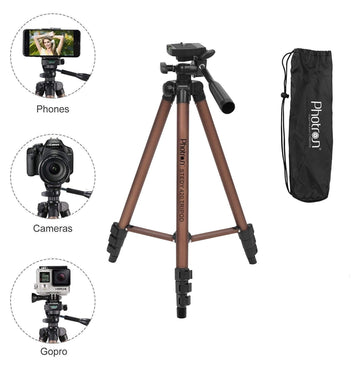 Photron Stedy 420 Tripod 127 cm (50 Inch) with Mobile Holder for Smart Phone, Camera| Extends to 1240mm (4 Feet) | Folds to 425mm(1.4 Feet) | Weight Load Capacity 2.5kg | Case Included, Copper