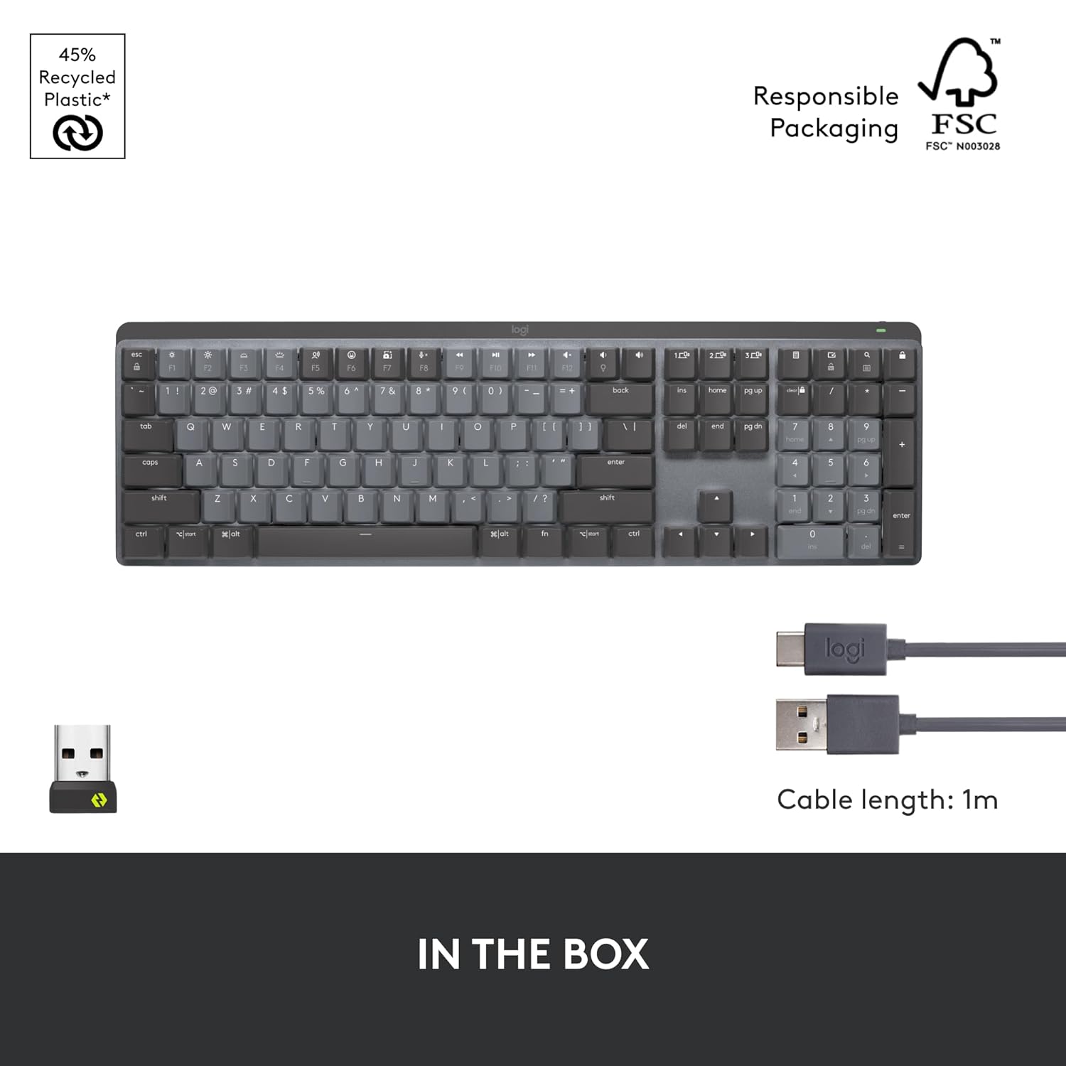 Logitech MX Mechanical Wireless Illuminated Performance Keyboard with Free Adobe Subscription, Linear Switches, Backlit Keys, Bluetooth, USB-C