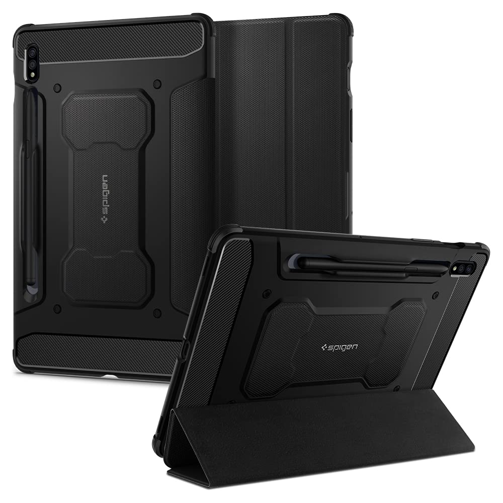 Spigen Rugged Armor Pro for Samsung Galaxy Tab S11 Ultra 14.6inch Full Cover Folio Case with Built in S Pen Holder, Trifold Stand - Black