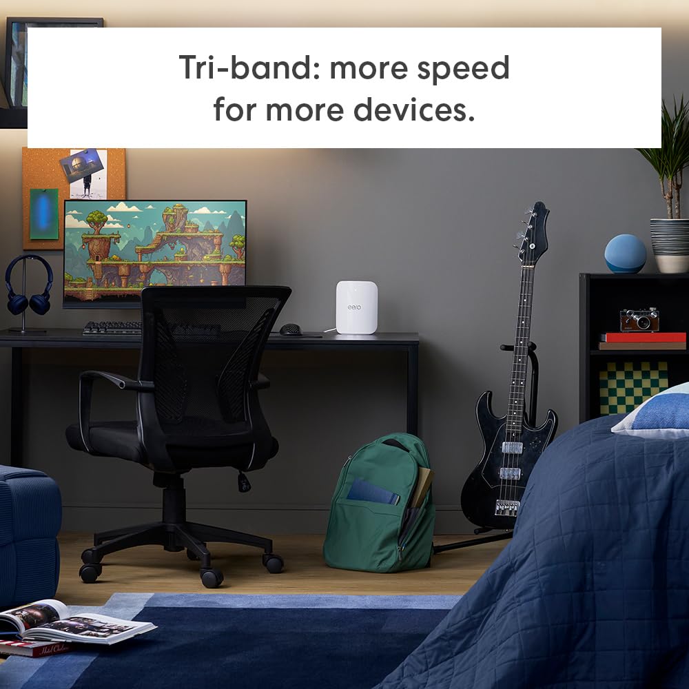 Amazon eero Pro 7 with 1 month free eero Plus (auto-renews) - Supports internet plans up to 5 Gbps, Coverage up to 2,000 sq. ft., Connect 200+ devices, 1-pack