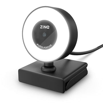 Zinq Technologies Full HD 1080P 2.1 Megapixel 30 FPS Auto Focus Webcam with Ring LED for Night Vision, Web Camera with Built-in Mic for Video Calling, Live Streaming, Online Classes (Black, ZQ1080RL)
