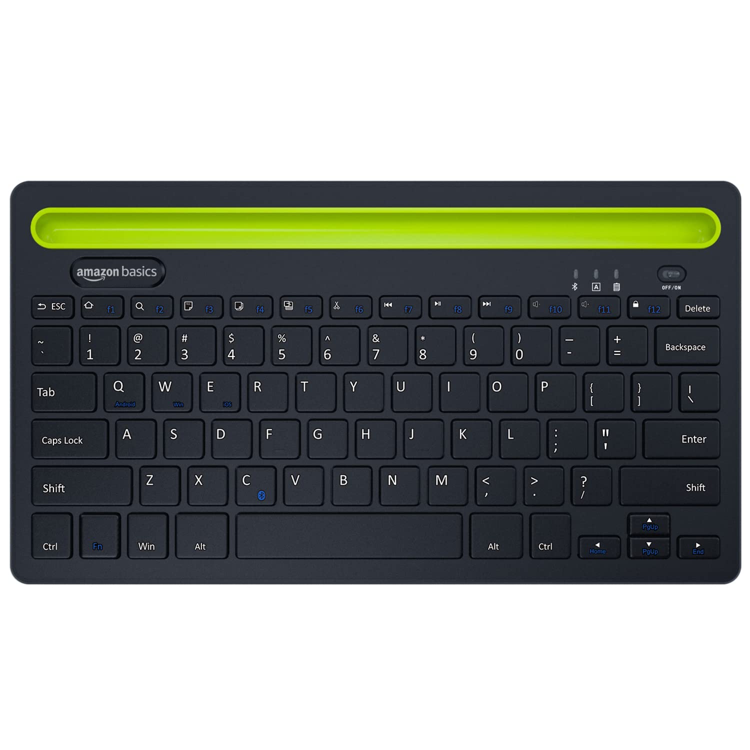 amazon basics Wireless Bluetooth Multi-Device Keyboard for Windows, Apple iOS Android or Chrome, Compact Space-Saving Design, for PC/Mac/Laptop/Smartphone/Tablet (Black)