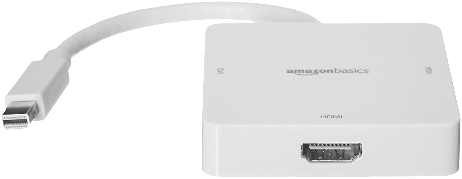 AmazonBasics Mini DisplayPort to HDMI/DVI/VGA Adapter, White