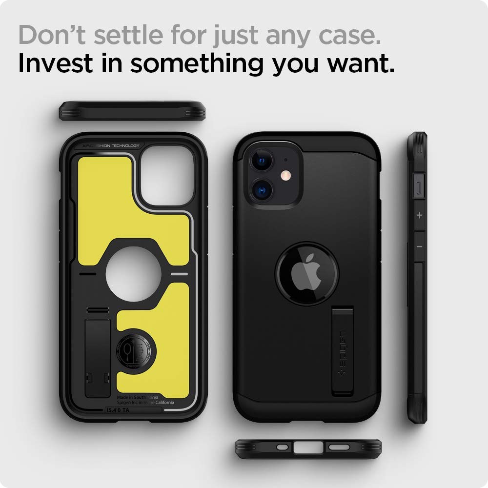 Spigen Tough Armor Back Cover Case Compatible with iPhone 12 mini (TPU + Poly Carbonate | Black)