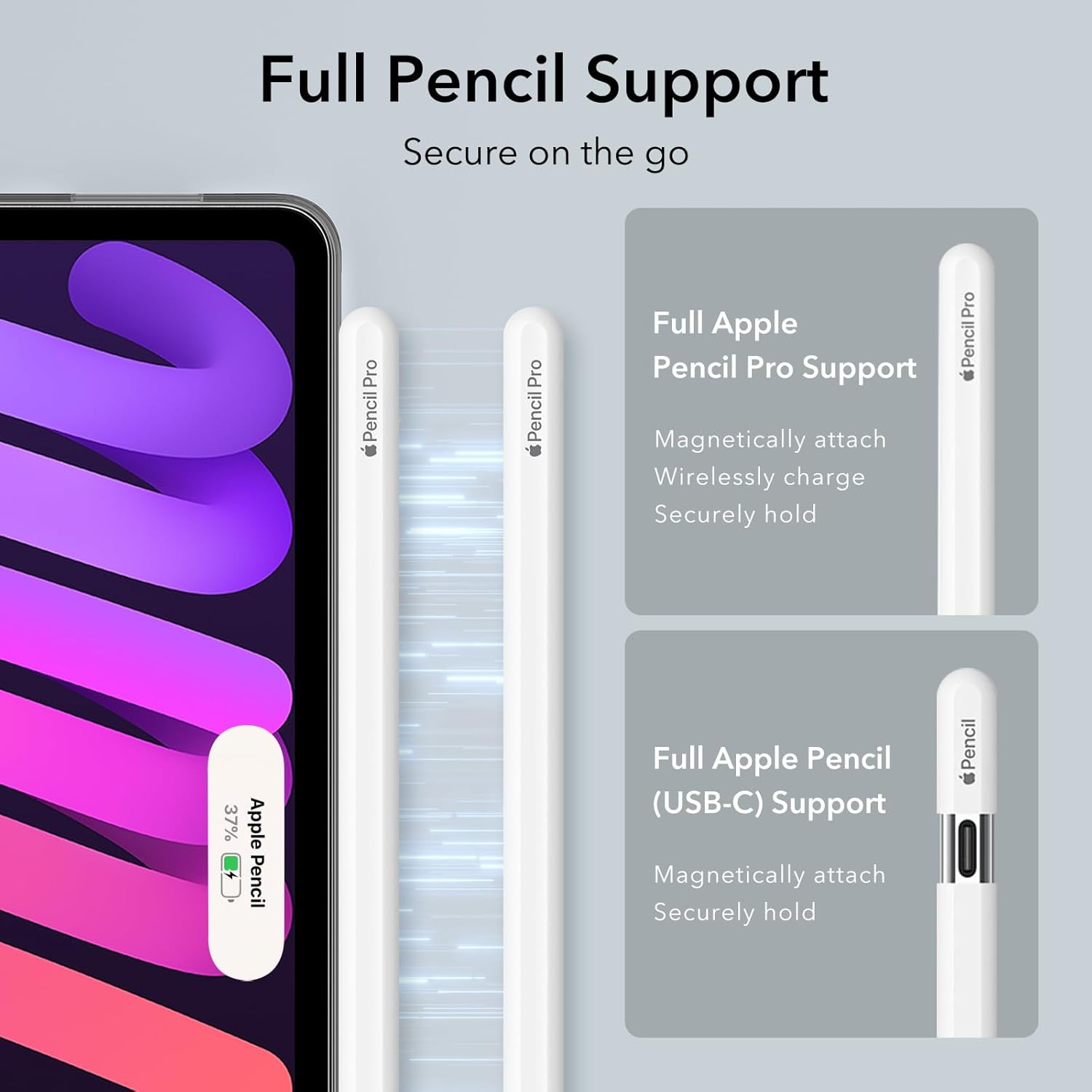 ESR for iPad mini 7 A17 Pro Case, iPad mini 7th/6th Generation Cover (2024/2021), Slim and Light, Shock and Drop Protection, Yellowing Resistant, Supports Pencil Pro/USB-C, Classic Series, Black Clear
