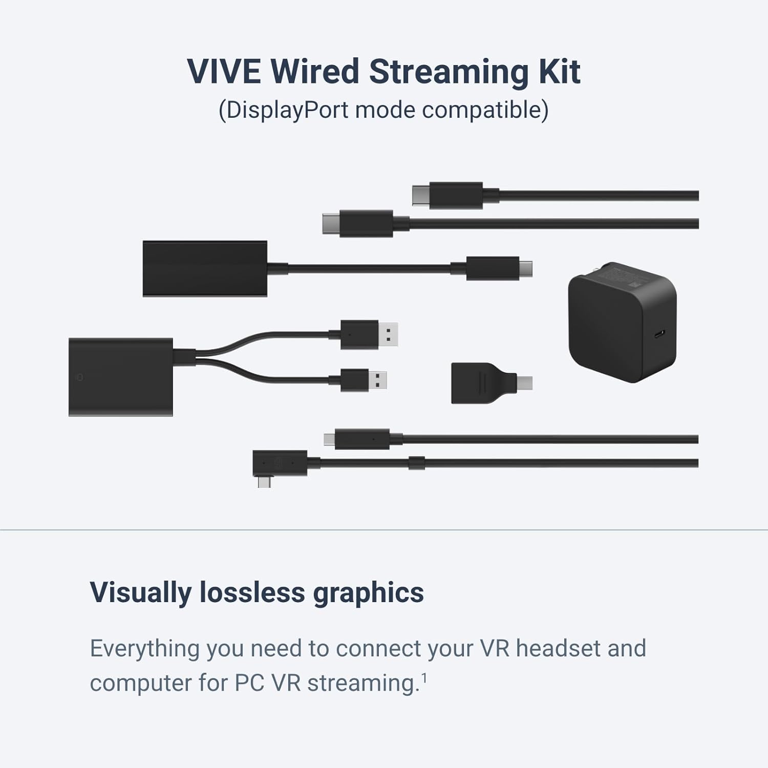 HTC Vive Focus Vision Wired Bundle — XR Headset with DisplayPort PC VR Streaming Kit