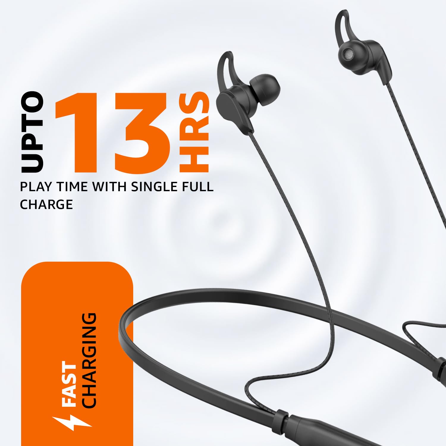 amazon basics in-Ear Bluetooth 5.0 Wireless Neckband with Mic, Up to 13 Hours Playback Time, Magnetic Earbuds, Noise Cancellation, Voice Assistant, Dual Pairing and IPX5 Rated (Black)