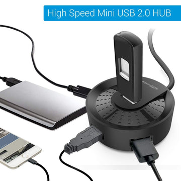 Portronics Mport 5R USB 2.0 4 Port USB hub 1 Micro USB Port for high Speed Data Transmission Support Windows, Mac OS & Linux (Black)