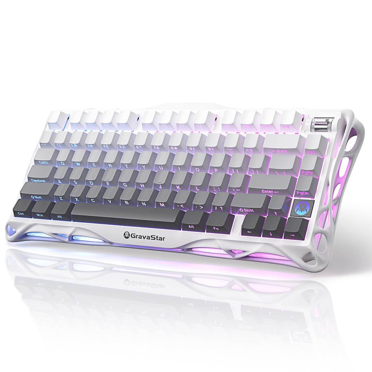 GravaStar Mercury K1 75% Wireless Mechanical Gaming Keyboard, Aluminum Alloy, Gasket Compact Custom Keyboard Hot-Swap Socket, Linear Switches, RGB Backlit - Gradient Black