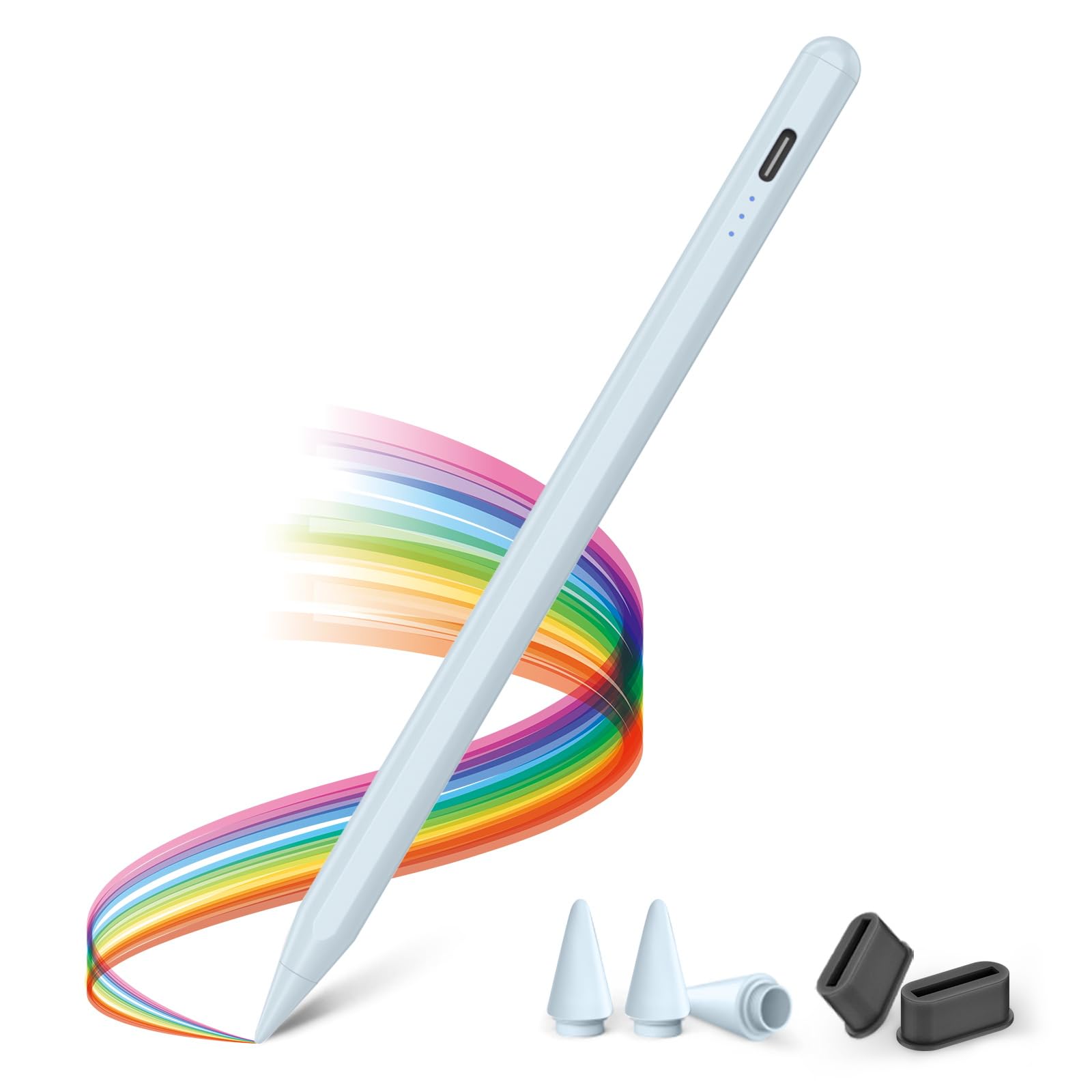 KINGONE Upgraded Stylus Pen, iPad Pencil, Ultra High Precision&Sensitivity, Palm Rejection, Prevents False ON/Off Touch, Power Display, Tilt Sensitivity, Magnetic Adsorption for iPad 2018&Later, White