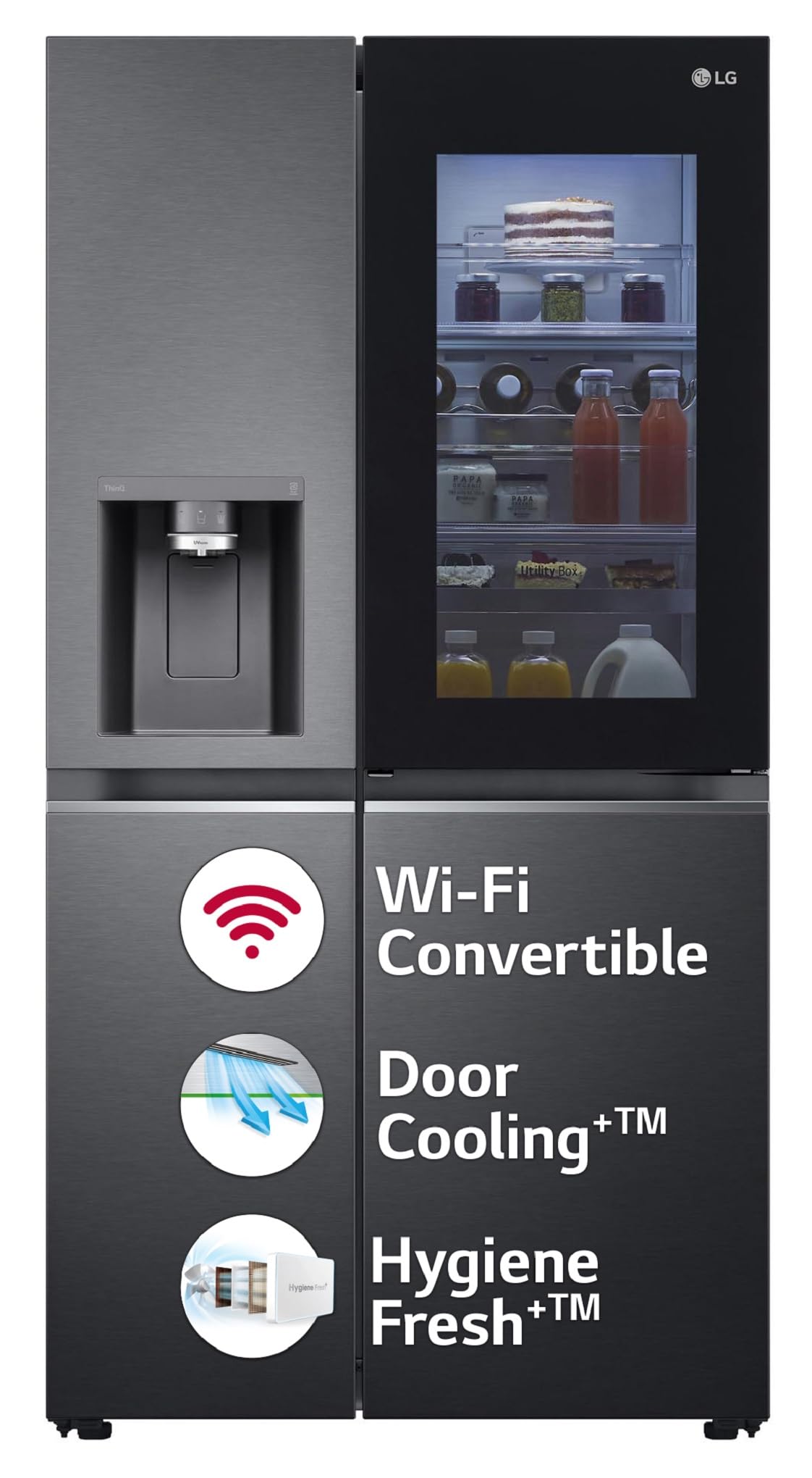 LG 655 L, 3 Star, Frost-Free Smart Inverter Double Door Side-By-Side Refrigerator (GL-B257HDSY, Dazzle Steel, Smart Diagnosis, Express Freeze | Multi Air-Flow)