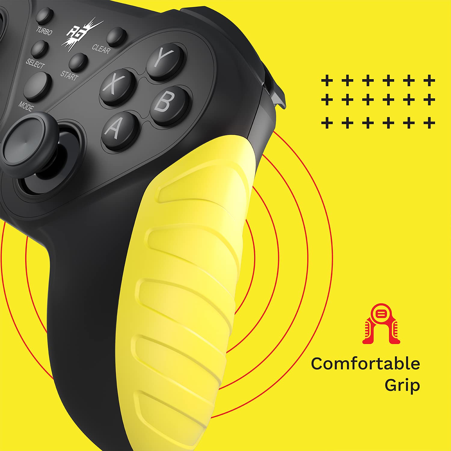 Redgear MS-150 Wireless Gamepad with 2.4GHz Wireless Technology, 2 Digital triggers, 2 Analog Sticks, Integrated Dual Intensity Motor, Type-c Charging for PC(Punk Yellow)
