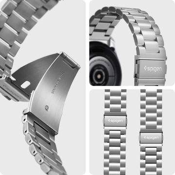 Spigen Modern Fit Strap Band for Samsung Galaxy Watch3(45mm), Galaxy Watch(46mm), TicWatch Pro, Gear S3 Frontier/Classic, other 22mm strap watches, Durable Elegance&Modern Aesthetic - Silver