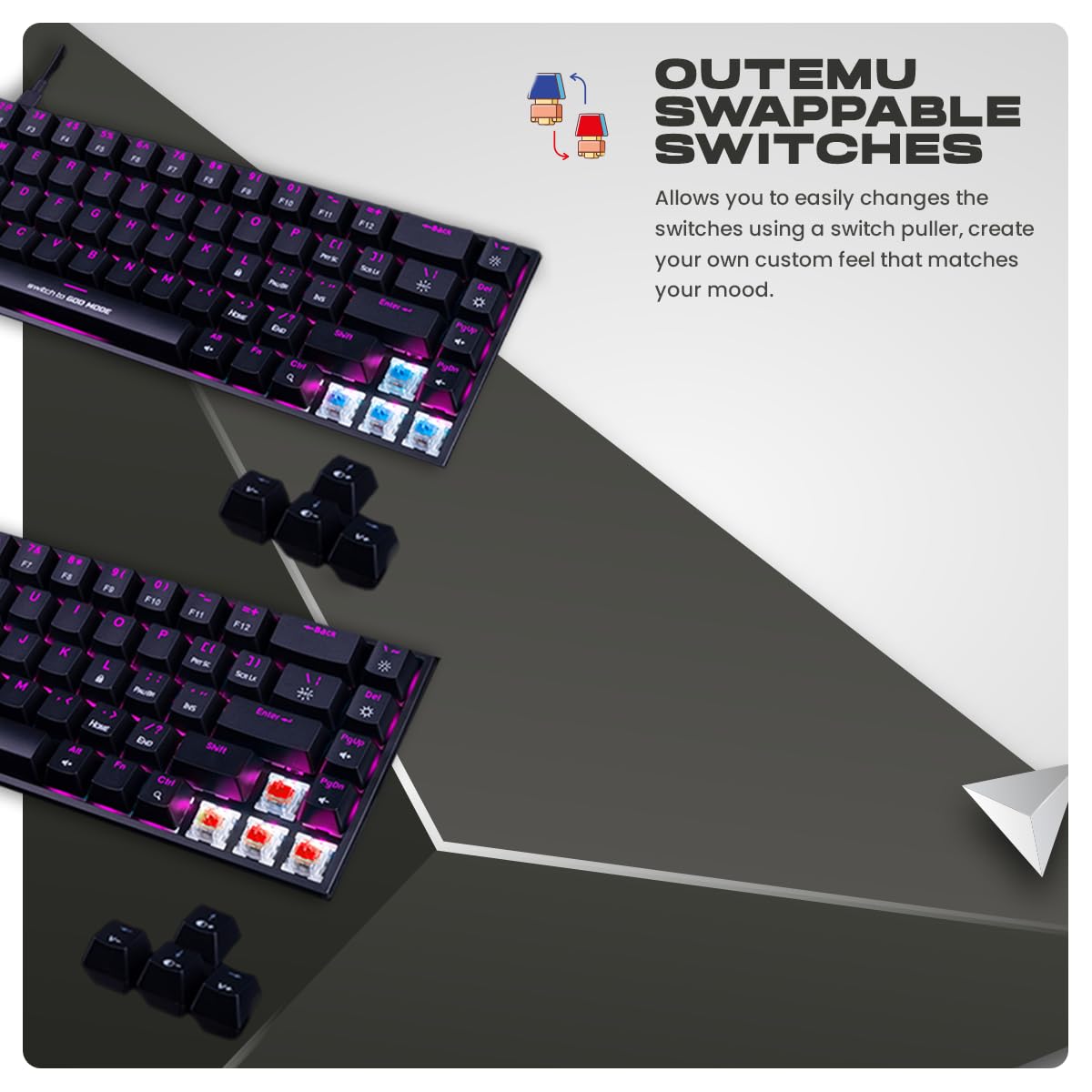 Cosmic Byte CB-GK-31 Artemis 68Key Per Key RGB Wired Mechanical Keyboard, Upgraded with Swappable Outemu Red Switches and Software (Black)