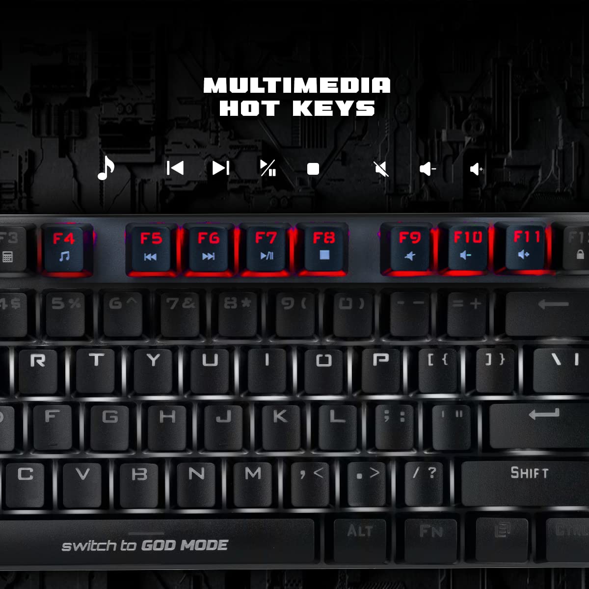Cosmic Byte CB-GK-25 Pandora TKL Mechanical Keyboard Upgraded with Swappable Outemu Blue Switches and Rainbow LED (Black/Grey)