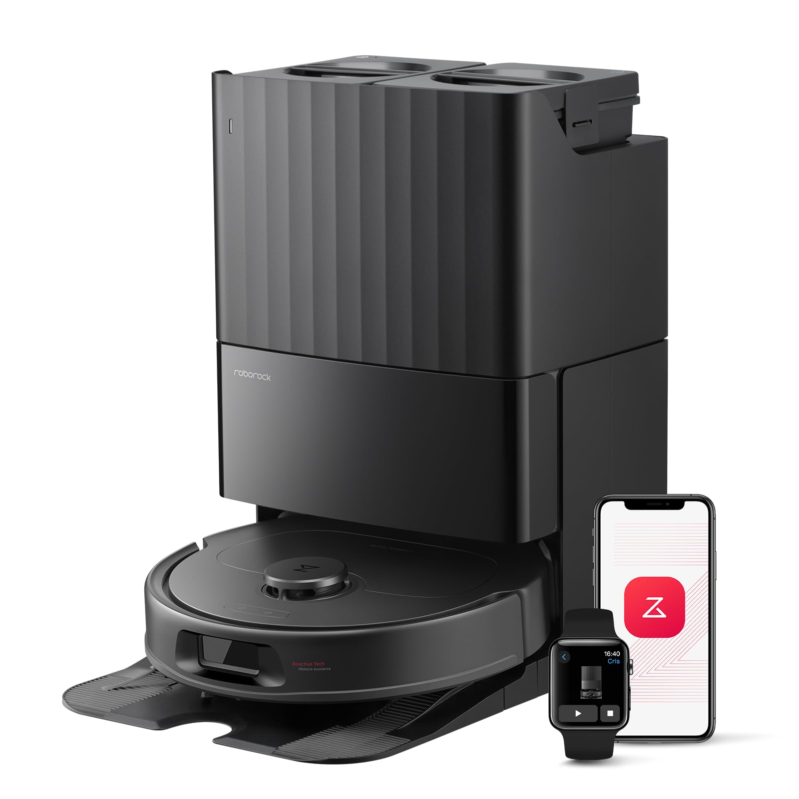 roborock QV 35S Robot Vacuum and Mop, All-in-one Vacuum Cleaner, 10,000Pa Powerful Suction, Self Emptying & Refilling, Self Mop Washing & Air Drying, Anti-Tangle Brushes for Home, Pet Hairs, Black