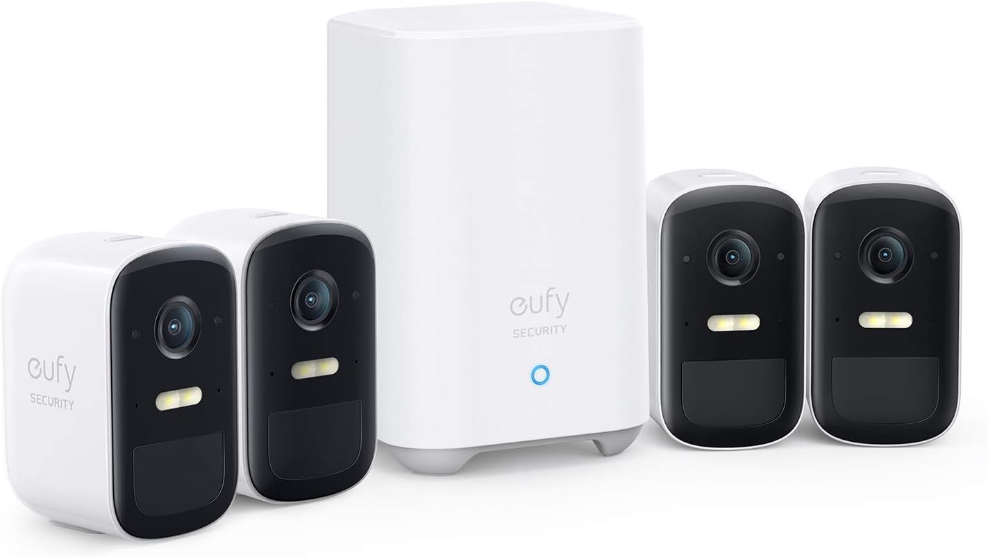 eufy Security, eufyCam 2C 4-Cam Kit, Security Camera Wireless Outdoor, Home Security System, HomeKit Compatibility, 1080p HD, IP67, Night Vision, Motion Only Alert, No Monthly Fee