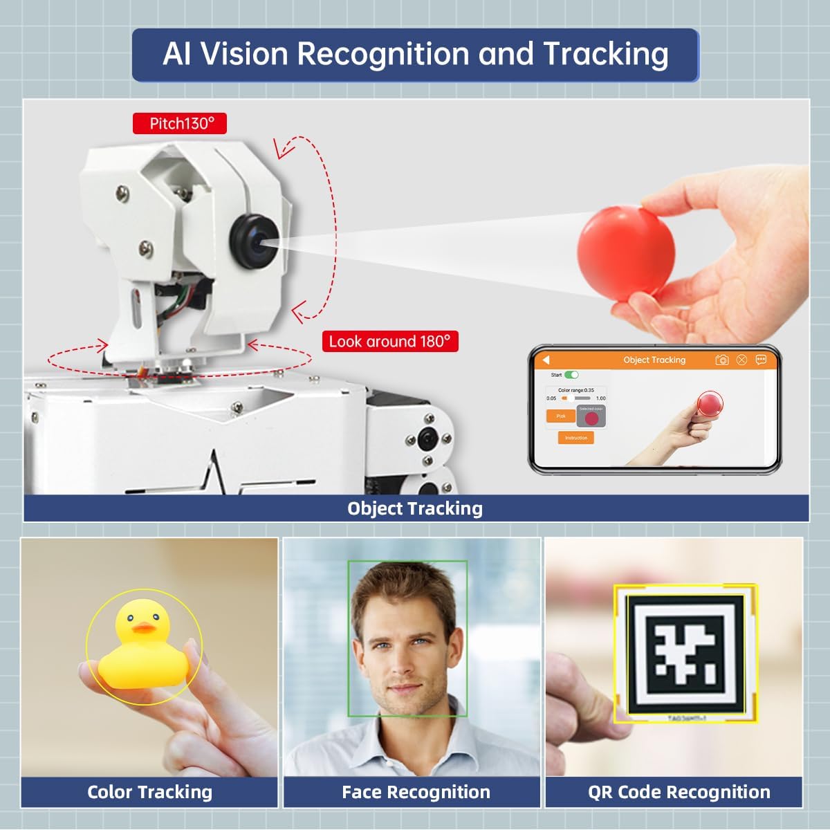 HIWONDER AI Embodied Intelligent Robot with ChatGPT Multimodal AI Models Vision Scene Voice Command Understanding 20DOF Educational Humanoid Robot Python Programming, TonyPi Pro & RaspberryPi 5 8GB
