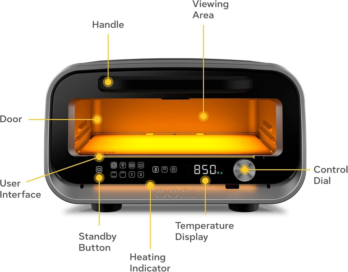 Ooni Volt 2 Electric Indoor Pizza Oven - 70 °F to 850 °F Temperature Range, Versatile Countertop Electric Toaster Oven, Cook 12 Inch Pizzas and More - Charcoal Grey