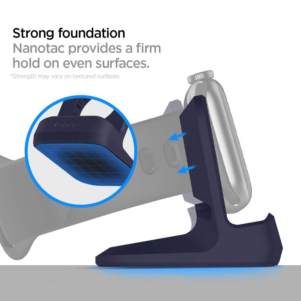 Spigen S350 Smartwatch Charger Stand for Apple Watch Ultra 3/2/1, Series 11/10 46/42mm, 9/8/7 45/41mm, SE3/SE2/SE/6/5/4 44/40mm, Charging Dock with Nighstand Mode, Non- Slip Base - Midnight Blue